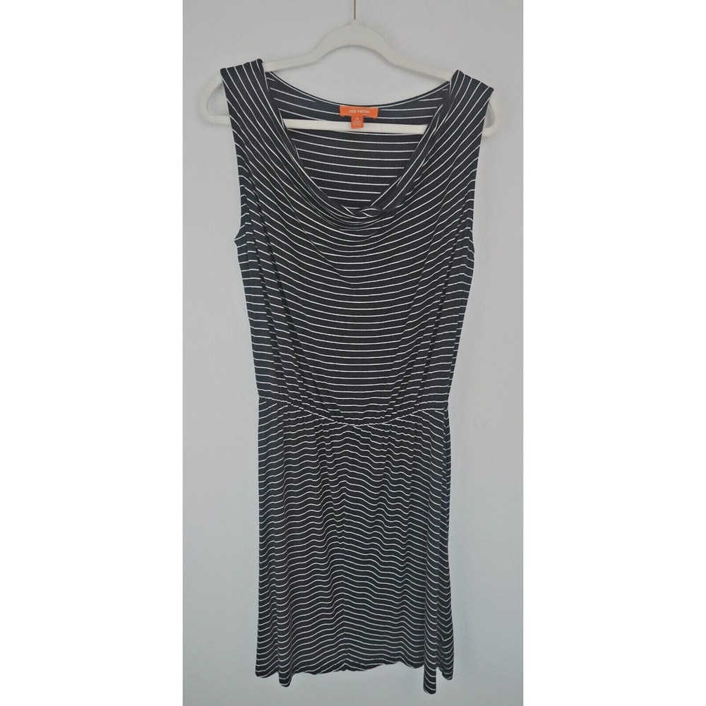 Joe Fresh Sleeveless Striped Knit Dress Black White L Large Casual Summer Travel